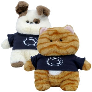 plush chubby wubby dog and cat with Penn State shirts